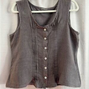 CP Shades linen Gray Button-Up Tank Top blouse size medium